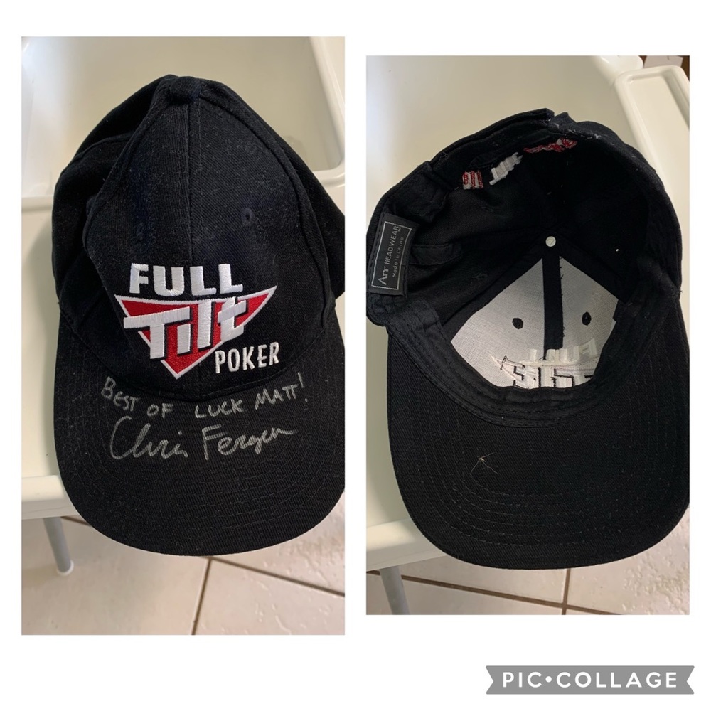 Vintage One Size ATT Headwear Full Tilt Poker Black Signed Chris Ferguson cap